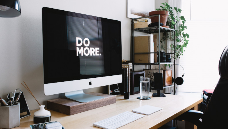 Ergonomic setup with green plants